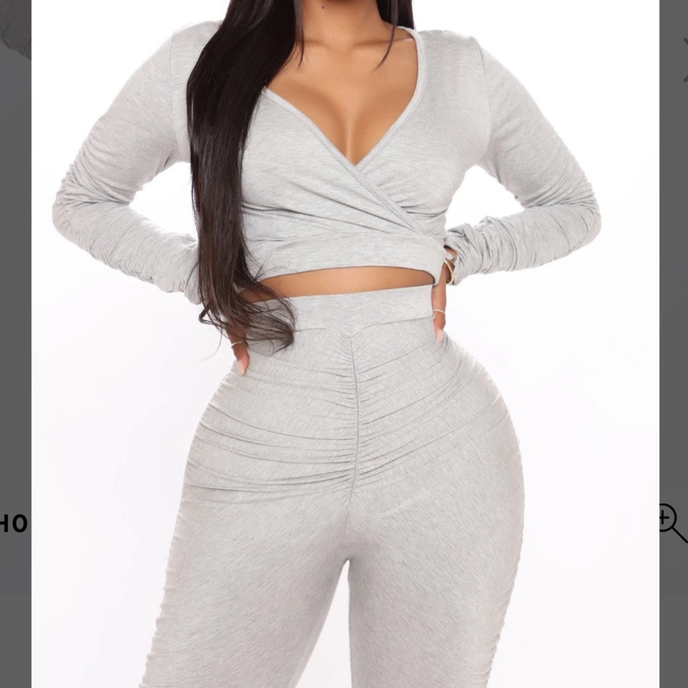 Brand New Gray Ruches 2pc set - Picture 2 of 3